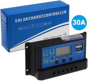 PWM Solar Panel Regulator 30A 12V-24V Auto Dual USB Digital Display Solar Charge Controller for Lead Acid Batteries