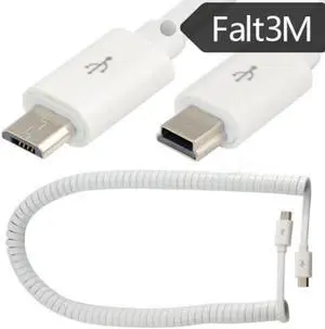 Micro USB 2.0 Spring Coiled Cable B Male to Mini A 5pin Charging Data Cable