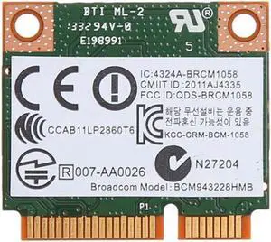 Dual Band 2.4+5G 300M 802.11A/B/G/N Wifi Bluetooth 4.0 Wireless Half Mini Pci-E Card For Hp Bcm943228Hmb Sps 718451-001