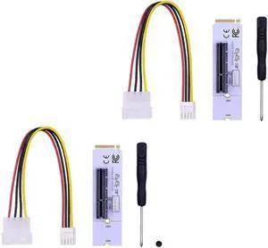 NGFF M.2 to PCI-E 4X Riser Card M2 Key M to PCIe X4 Adapter with LED Voltage Indicator for ETH GPU BTC Mining 2 Pack