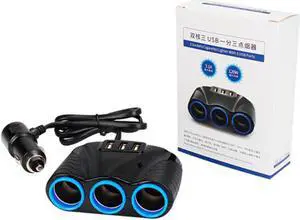 3 Way Auto Sockets Car Cigarette Lighter Adapter Lighter Splitter Lighter 5V 3.1A Output Power 3 USB Charger 120W