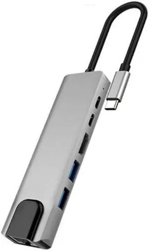 6in1 USB-C Hub Multi-port Adapter USB Type C Hub Adapter Dock with 4K HDMI-compatible RJ45 Ethernet Lan USB Charge 6in1 USB-C Hub Multi-port Adapter USB Type C Hub Adapter Dock with 4K HDMI-compatible RJ45 Ethernet Lan USB Charge