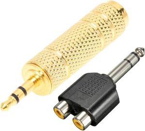 2 Pcs Stereo Audio Adapter Converter: 1 Pcs Gold Plated 3.5Mm 1/8 Inch Male To 6.3Mm 1/4 Inch Female & 1 Pcs 6.35Mm 1/4 Inch Mal