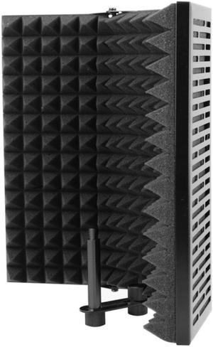 Black Foldable Microphone Isolation Shield, Adjustable Studio Recording Studio Isolator Foam Acoustic Panels Noise-Absorbing