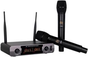 UHF Wireless Microphone Karaoke Wireless Mic Cordless With Receiver Box For Singing Speech Meeting Church-US Plug