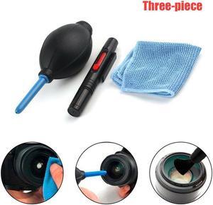3 In1 Camera Lens Cleaner Equipment Kit Rubber Dust Blower Pen Brush Fabric Wiper Cleaning Suit with Air Blower and Brush