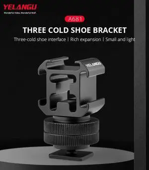 Triple Cold Shoe Mount Adapter Mount for Mic LED Video Light for DSLR Camera