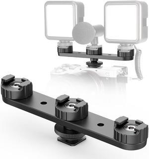 Triple-Head Cold Shoe Mount Bracket Adjusted Three-Head Cold Shoe Clamp for Phone Led Video Light Microphone