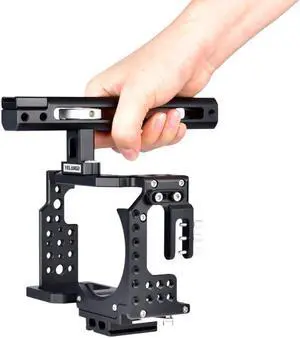 YELANGU Camera Cage with Hand Grip for Sony A7 Series Camera Frame Protector Cover Camcorder Small Rig Accessories