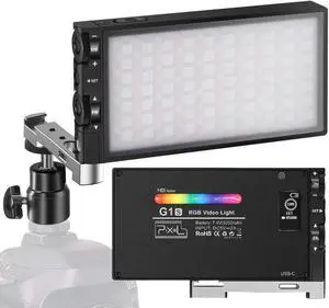 Pixel G1S Rgb Photographic Lighting Led Video Light Rechargeable Camera Lights with Cold Shoe 2500-8500K 12W