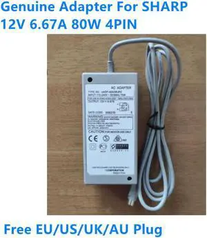 12V 6.67A 80W 4PIN UADP-A043WJPZ Power Supply AC Adapter For SHARP Laptop LCD Monitor Charger