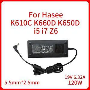 120W 19V6.21A AC Adapter Charger For Hasee K610C K660D K650D i5 i7 Z6 Laptop Supply Power Adapter 5.5MM*2.5MM
