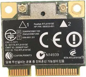 Network Cards Realtek RTL8191SE SPS 593533 Wireless Wifi Card for HP notebook VCM23 P30 network card CQ42 G42 G62 G72 4520S