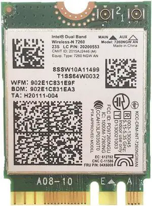 7260AN 7260NGW 2.4G 5G 300Mbps Wifi  Support Bluetooth 4.0 NGFF M.2 Wireless Card 04X6008 for Thinkpad X240 X230S T440S T431