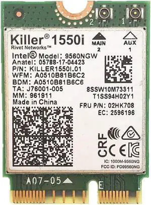 Killer 1550i AC Dual Band 1.73Gbps Wireless 9560NGW NGFF CNVI Wifi Card 9560AC 802.11ac Support Bluetooth 5.0 for Windows 10