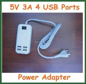 5V 3A 4 USB Ports EU US UK Plug Wall Charger Power Adapter Supply with 1.5M Cable for   Charger