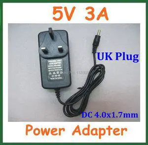 50pcs UK Plug AC 100-240V Converter Adapter to DC 5V 3A 4.0x1.7mm / 4.0*1.7mm Charger Power Supply Adapter Universal