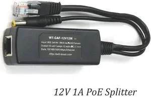 12V 1A PoE Splitter Gigabit PoE  12V 12W 802.3AF Standard for 12V Non-PoE Function Networking devices & Camera