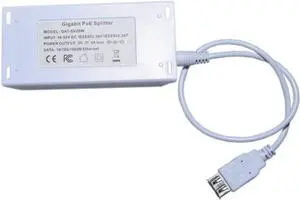 Gigabit 802.3at 5V 20W POE splitter with Shielded RJ45 light showing Remote USB Power Over Ethernet, With Female USB Output