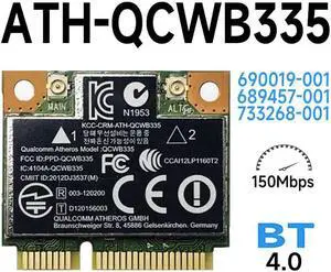 Replacement for Laptop 690019-001 689457-001 733268-001  Atheros AR9565 QCWB335 Mini PCIe WLAN WIFI Wireless Bluetooth Card