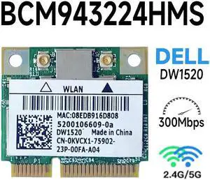 MINI PCI-E WIFI Card DW1520 BCM4322 Wireless AGN Broadcom BCM94322HM8 Lfor DELL MINI PCI-E WIFI Card DW1520 BCM4322 Wireless AGN Broadcom BCM94322HM8 Lfor DELL