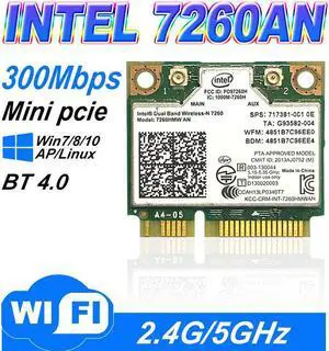 Dual band Wireless N 7260HMWAN 7260 7260hmw an Wifi Bluetooth 4.0 Card for Intel  miniPCI-E 300Mbps wifi 2.4G/5G