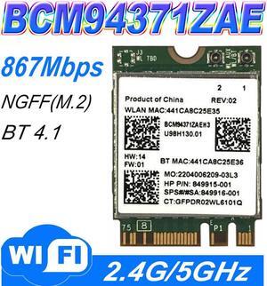 Broadcom BCM94371ZAE BCM94371 BCM4371 802.11 AC NGFF M2 867Mbps WiFi & Bluetooth 4.1 Combo SPS 843549-001 Wireless network card