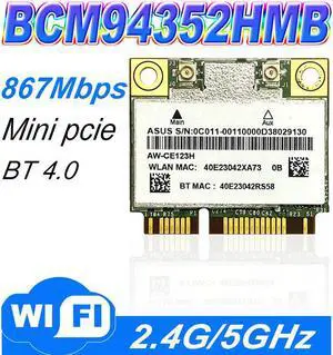 AzureWave AW-CE123H BCM4352 BCM94352HMB Half Mini PCIe PCI-express 802.11AC 867Mbps Wireless WIFI WLAN Bluetooth Card