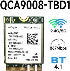 Atheros QCA9008-TBD1 Wireless AC + AD Bluetooth 4.1 WIFI Module 2.4G / 5G Dual Band WIFI Card 867Mbps QCA9008 WIFI CARD