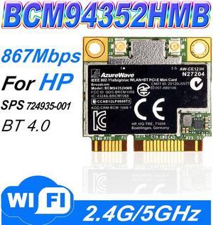 BroadCom BCM4352 BCM94352HMB Half Mini PCIe PCI-express Wireless WIFI WLAN BT Bluetooth Card 802.11AC 867Mhz for  724935-001