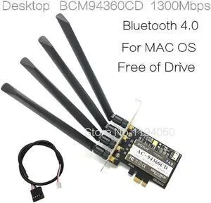 Broadcom BCM94360CD 1300Mbps Dual Band 2.4G/5G 802.11AC Desktop PCI-E Wireless Card PC Wifi Adapter Bluetooth 4.0