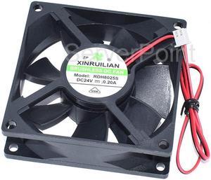RDH8025S DC24V 0.20A 80 * 80 * 25mm 2-Pin Square Server Cooling Fan Well Tested