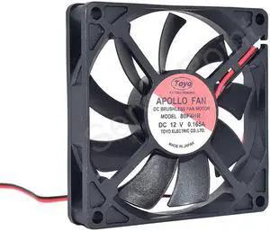 80F4HR DC 12V 0.165A 8015 8CM 80*80*15mm 2 Wires Gale Volume Cooling Fan