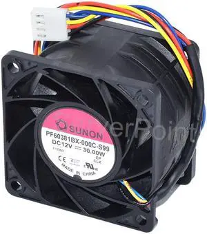 Genuine PF60381BX-000C-S99 DC12V 30W 60*60*38mm Four Wires Square Dissipation Fan