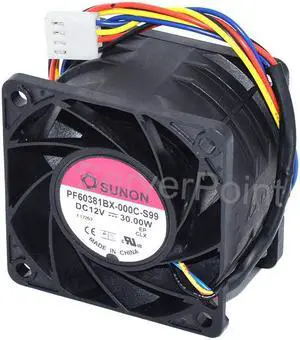 Genuine PF60381BX-000C-S99 DC12V 30W 60*60*38mm Four Wires Square Dissipation Fan Genuine PF60381BX-000C-S99 DC12V 30W 60*60*38mm Four Wires Square Dissipation Fan