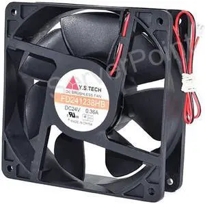 For Y.S.TECH FD241238HB 24V 0.36A 120 * 120 * 38mm Two Wires Server Square Cooling Fan