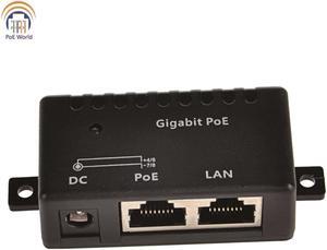 PoE World Gigabit 24V 48V Passive Injector Black Ethernet Segregator PoE Injector  2.1x5.5DC RJ-45 connector for VOIP Phones