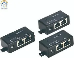 PoE World Gigabit Passive PoE injector PoE splitter Wall Mount Network PoE Patch Panel with 2.1*5.5mm DC connector