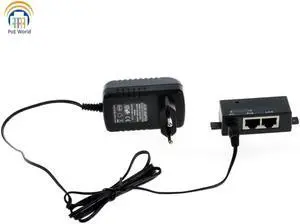48v15w Wall mount poe injector 100mbps Passive Power over Ethernet injector modeB poe splitter with 48volt power adapter