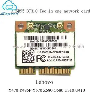 Atheros AR5B195 150Mbps Bluetooth 3.0 PCI-E Wireless Network Card for Lenovo G470 Y480 Z585 S200 V560 V480 G470 G480 Z470 Z485
