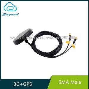 Cylindrical GPS+3G two in one combined antenna full frequency positioning  navigation communication double connector SMA male