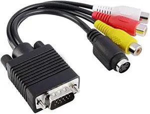 VGA SVGA to S-Video 3 RCA AV TV Out Cable Adapter Converter Computer Monitor