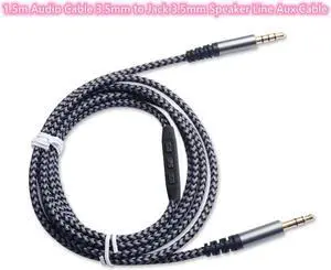 1.5m Audio Cable 3.5mm to Jack 3.5mm Speaker Line Aux Cable Male to Male with Mic to volume control for Headphone Car speaker