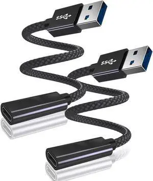 USB C Female to USB 3.0 Male Cable Adapter (2 Pack),Double-Sided 5Gbps GEN 1 USB Type A 3.1 Connector for MagSafe Charger,iPhone