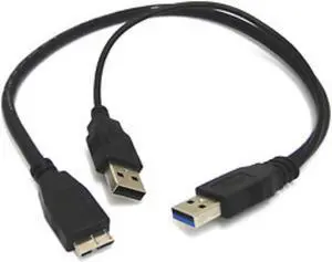 Dual USB 3.0 Cable Adapter Dual USB3.0 A Male to Micro USB 3.0 Y cable with Extra Power for Mobile HDD