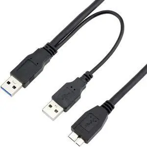 Micro USB Cable for Mobile HDD Dual USB3.0 A Male to Micro USB 3.0 Y cable with Extra Power Cable USB A to Micro USB Cable Cord