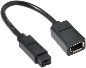 SM Black Color IEEE 1394 6PIN Female to 1394b 9PIN male Firewire 400 TO 800 Cable 10cm