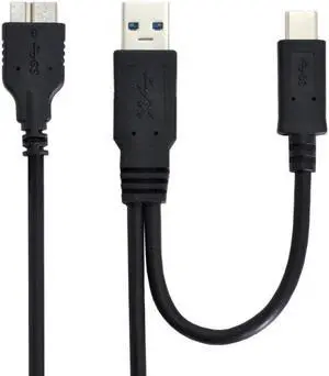 Combo USB-C USB 3.1 Type-C & USB3.0 Type-A Host to Micro USB 3.0 Target Data Cable for Disk