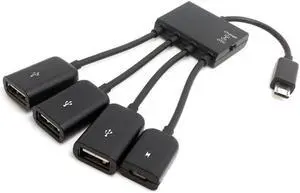 Micro USB OTG Hub Cable Cord  Micro USB Host OTG 3 Port Hub Adapter Cable with Power for S5 i9600 Note3 N9000 Phone Tablet