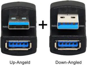 1 Set Up & Down Angled USB 3.0 Adapter A Male to Female Extension 180 Degree 5Gbps